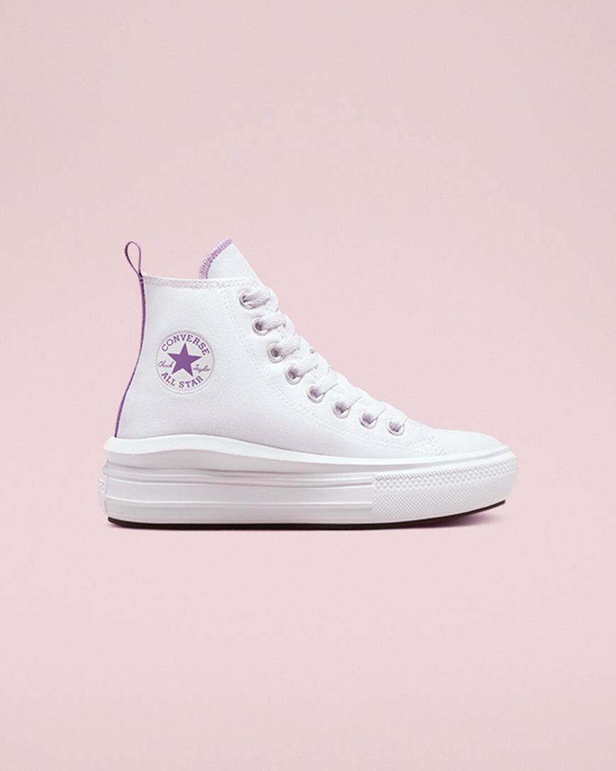 Pantofi Platforma Fete Converse Chuck Taylor All Star Move Inalti Albi Violet Albi | RO RIEZN794